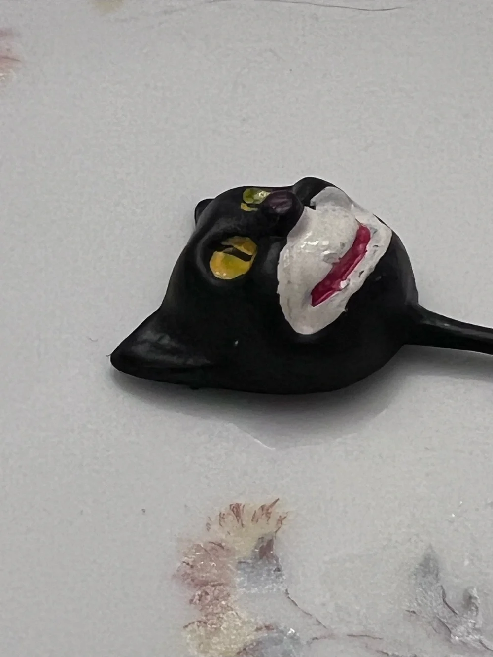 Vintage Halloween Black Spooky Cat Cupcake Cake Topper Pick 1950's Decoration